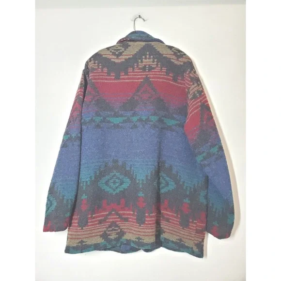 VRTG Woolrich Mens L Southwestern‎ Aztec Print Wool Jacket Made in USA Barn Coat - Picture 3 of 12